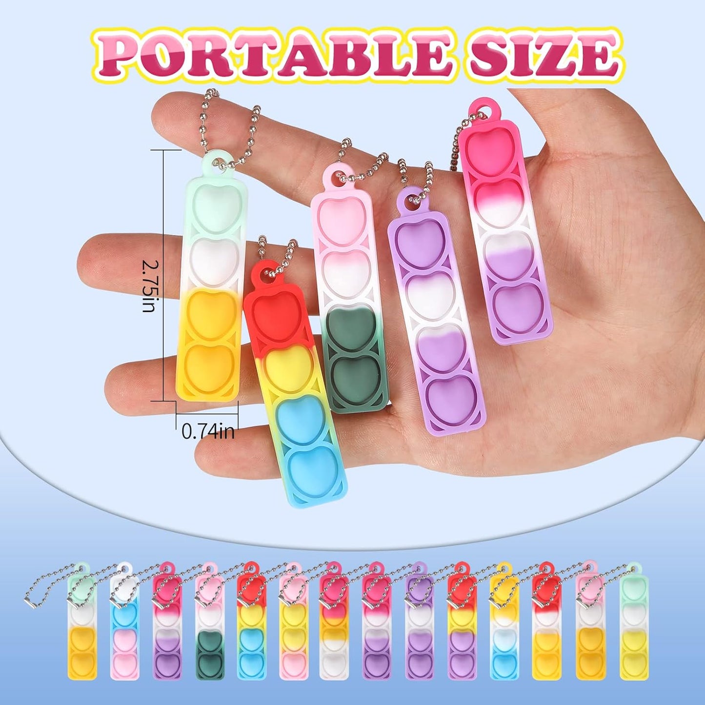 48Pcs Mini Pop Fidget Toys Bulk Party Favors for Kids Pop Keychain Sensory Toys Bag Fillers Pop Toddler Birthday Carnival Treasure Classroom Prizes Stress Reliever Anti-Anxiety Desk Toy for Boy Girl