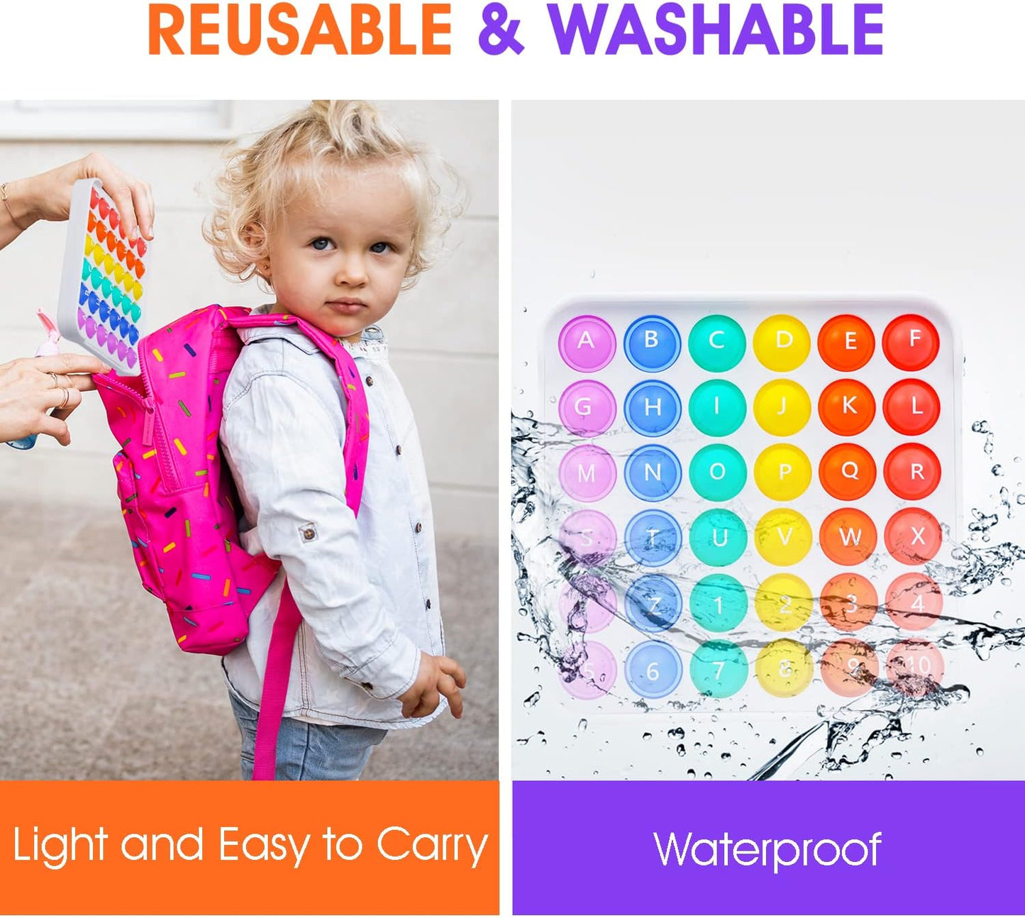 Pop it Fidget Sensory Learning Toy with ALPHABET and NUMBERS for TODDLERS and AUTISTIC Children, Ideal for Learning at Home, School, and Travel. Educational Stress Relief Toy That Makes Learning Fun