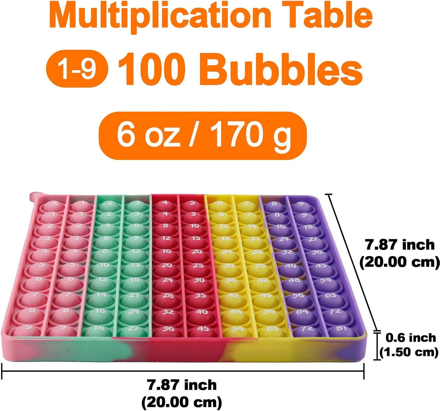 Multiplication Table Chart Square Pop Fidget Toys Counting Popper Board Stress Reliever Gifts for Kids Adult ADHD Family Kids Popping Game to Practice Times Math Ability Early Education(Macaron)