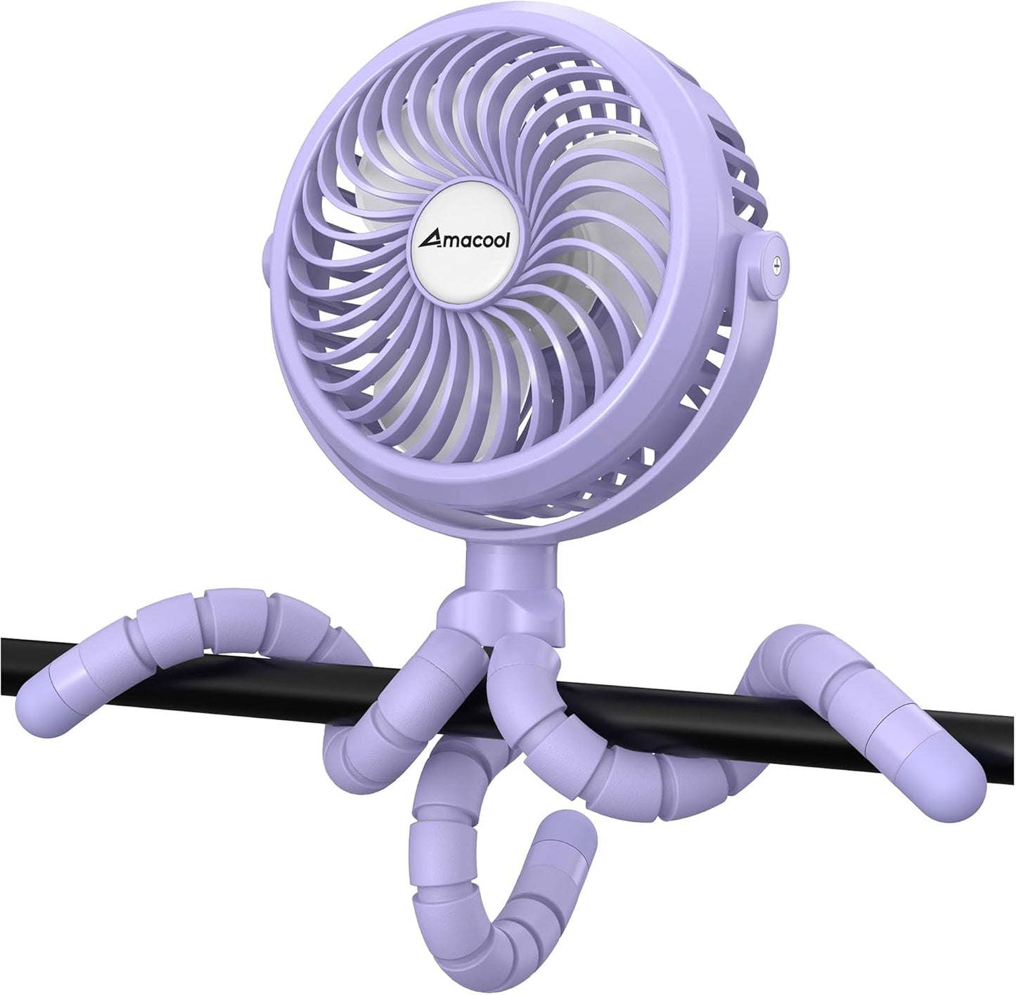 AMACOOL Battery Operated Stroller Fan Flexible Tripod Clip On Fan with 3 Speeds and Rotatable Handheld Personal Fans for Car Seat Crib Bike Treadmill (Purple)