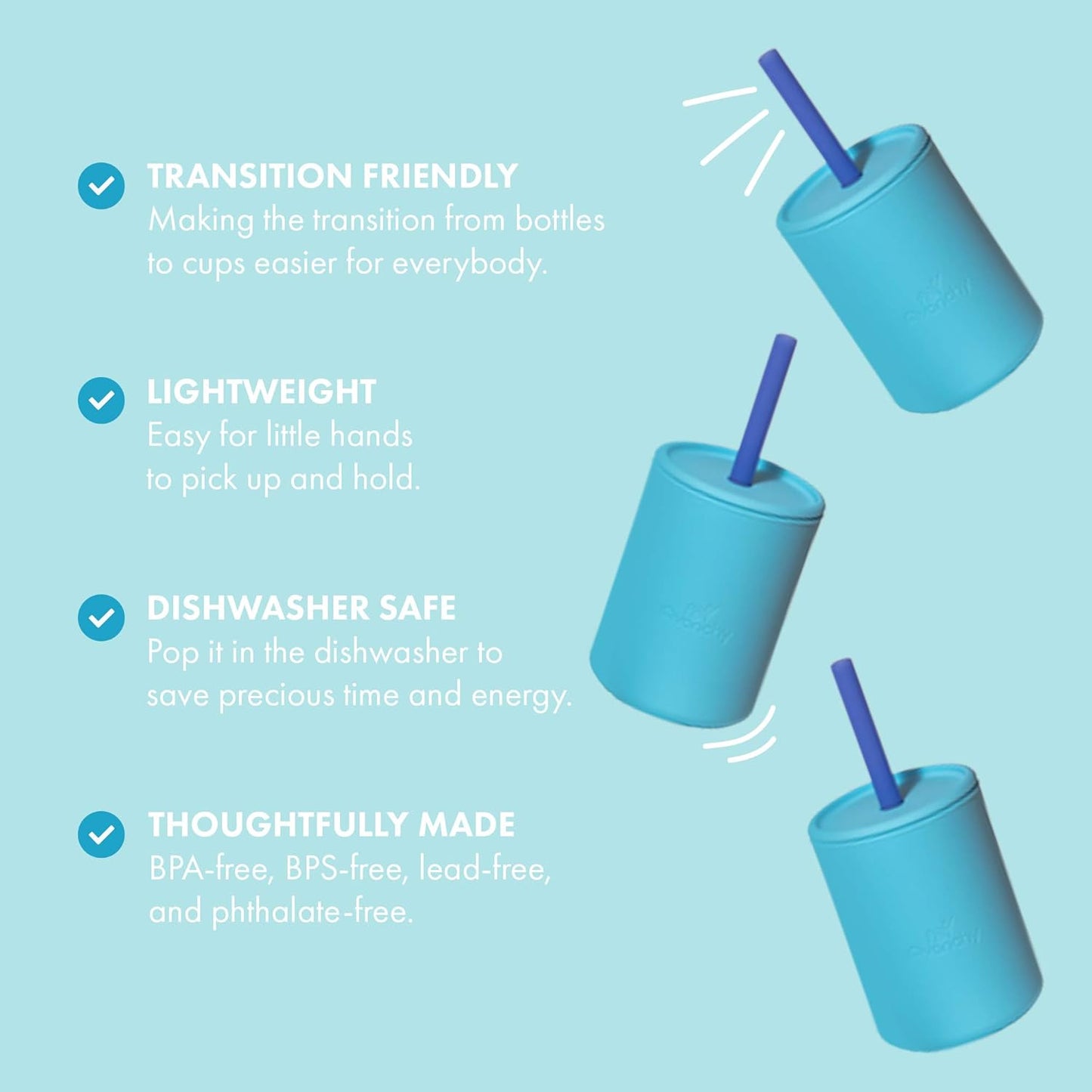 Avanchy Silicone Training Sippy Cup with Straw Lid – For Babies 6+ Months to Toddlers 1 Year Old – 8 oz Infant Water Cup for Baby Led Weaning, Magenta + 5 Reusable Straws