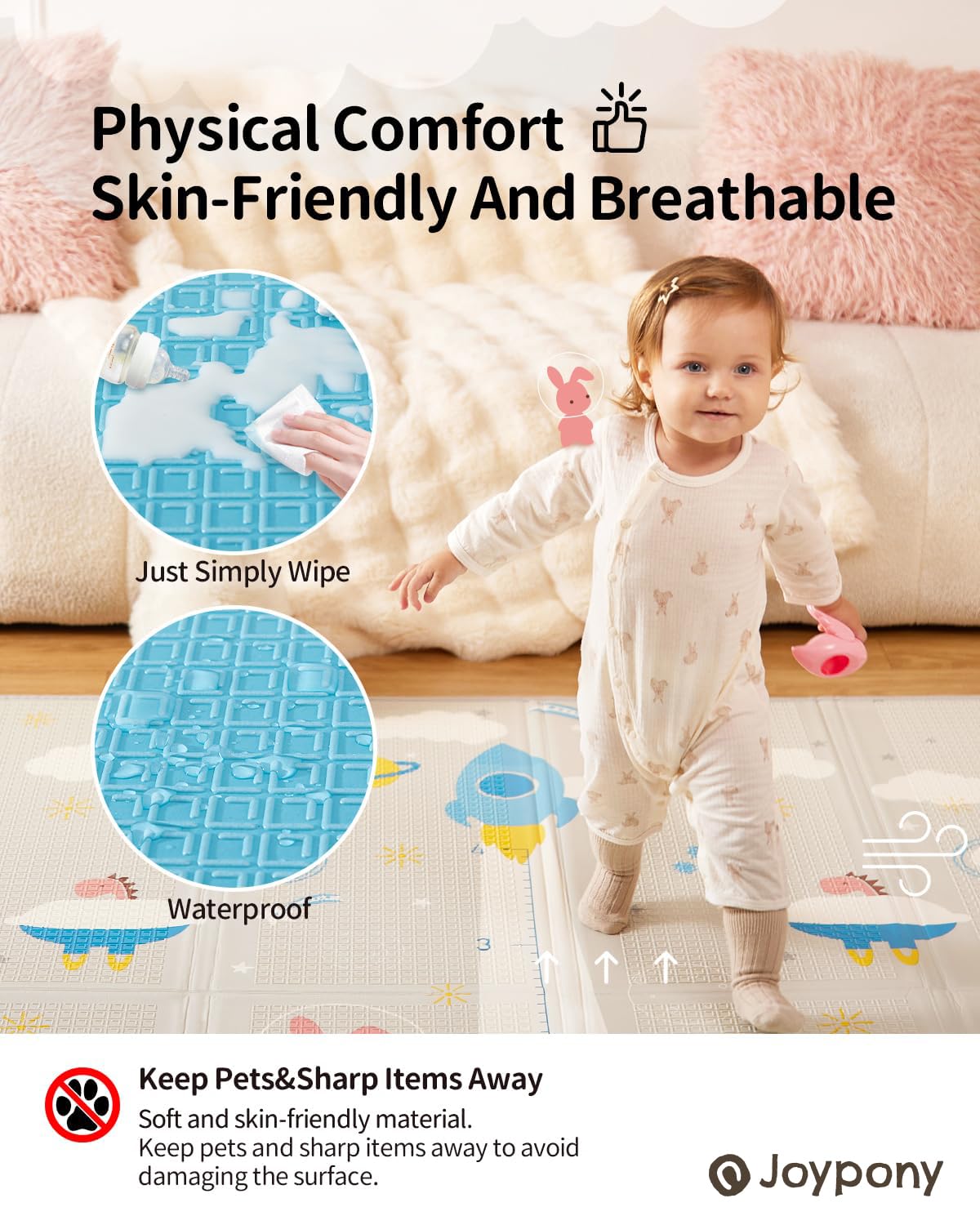 Baby Play Mat 79" X 71",Extra Large Foldable Play Mats for Babies and Toddlers,Waterproof AntiSlip Portable Baby Floor Mat for Tummy Time,Foam Baby Mat for Floor with Travel Bag Indoor Outdoor