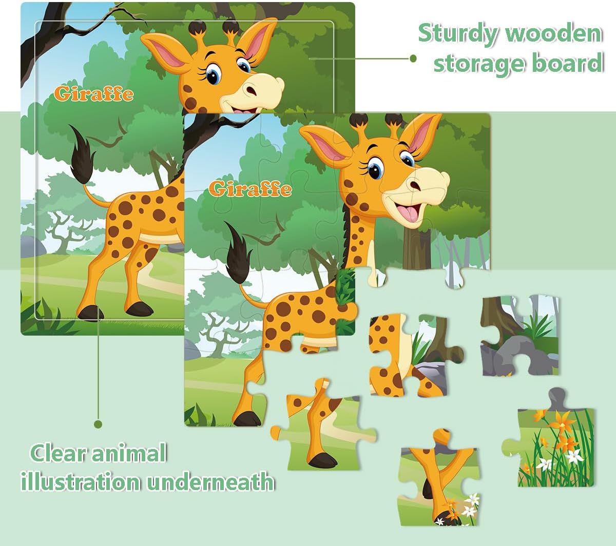 Puzzles for Kids Ages 3-5, 16 Piece Colorful Wooden Puzzles for Toddler Children Learning Educational Toys for Boys and Girls (9 Puzzles)