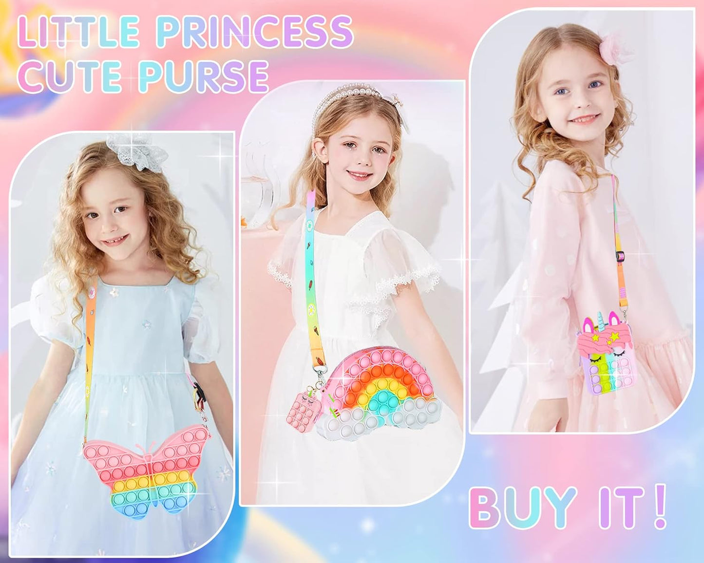 Aucma 2 Pack Purse for Girls Toys Wallet Messenger Crossbody Handbag Bag Kid Birthday Valentines Gift 2022 Stocking Stuffers Christmas Xmas Stuff