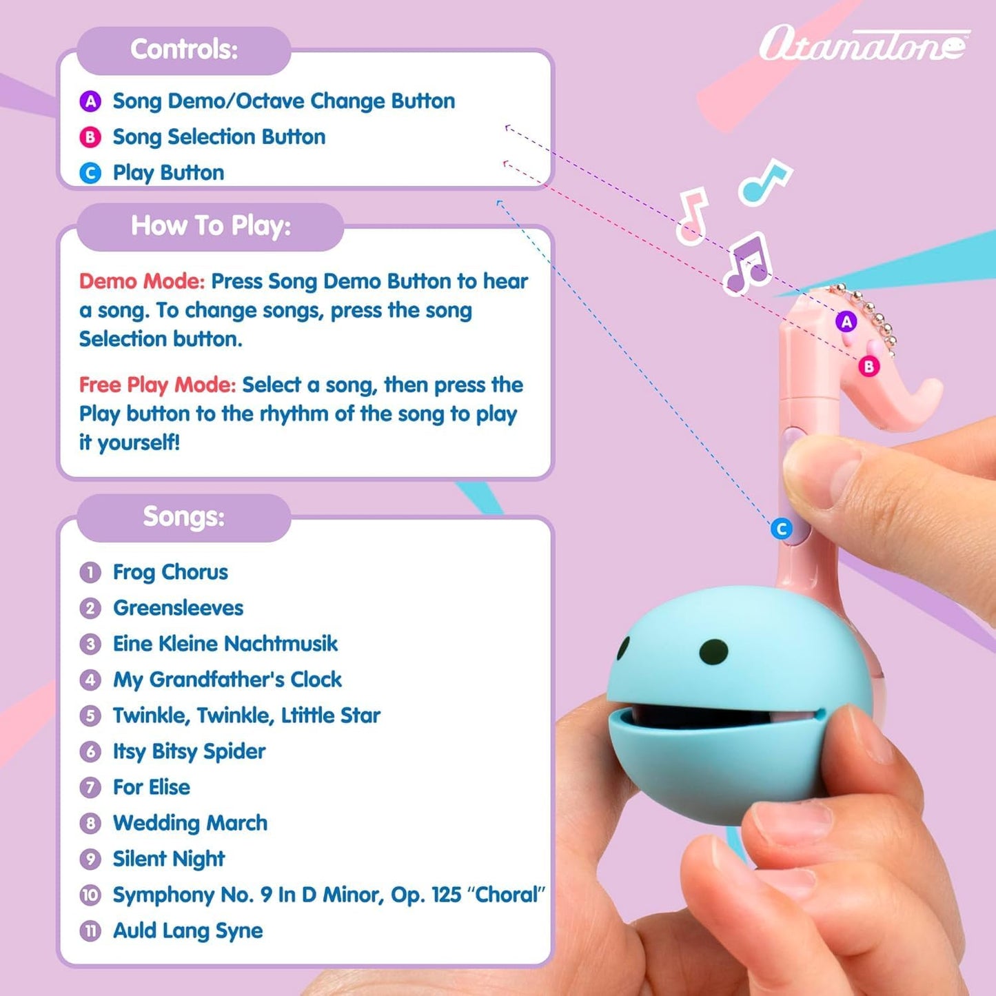 Otamatone Melody Series Japanese Electronic [Mini Size] Musical Instrument [11 Pre-Programmed Songs] Portable Synthesizer from Japan by Maywa Denki [English Instruction], Unicorn