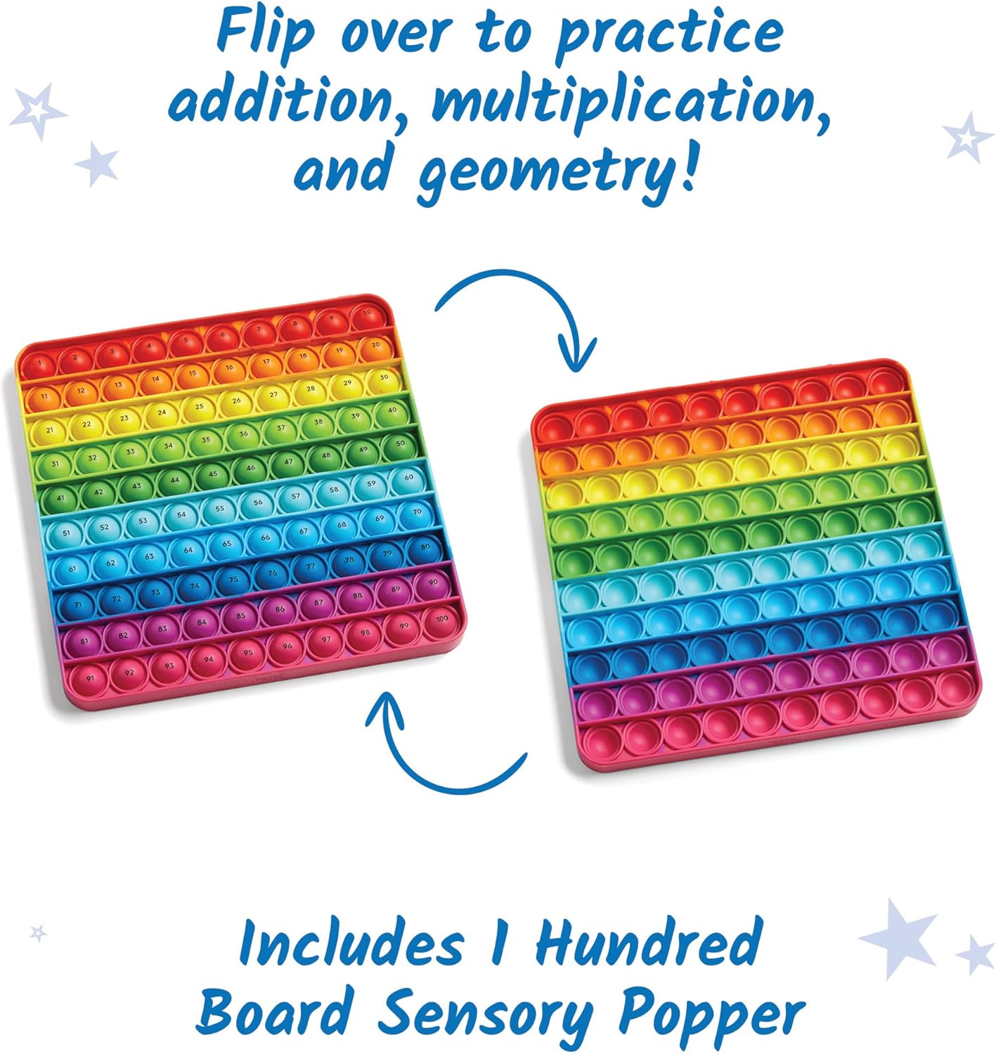 hand2mind Hundred Board Sensory Bubble Popper, Pop Fidget Toys for Kids, Multiplication Board, Math Manipulatives Kindergarten, Fine Motor Toys, Fidgets for Classroom, Calm Down Corner Supplies