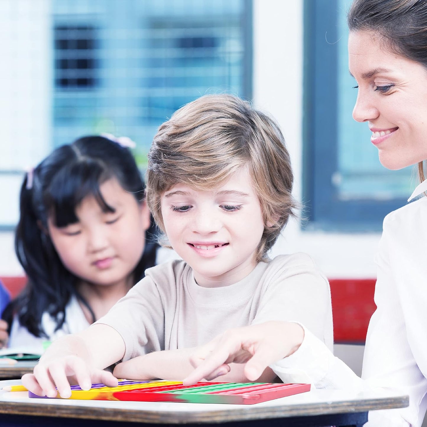 Multiplication Table Chart Square Pop Fidget Toys Counting Popper Board Stress Reliever Gifts for Kids Adult ADHD Family Kids Popping Game to Practice Times Math Ability Early Education(Macaron)