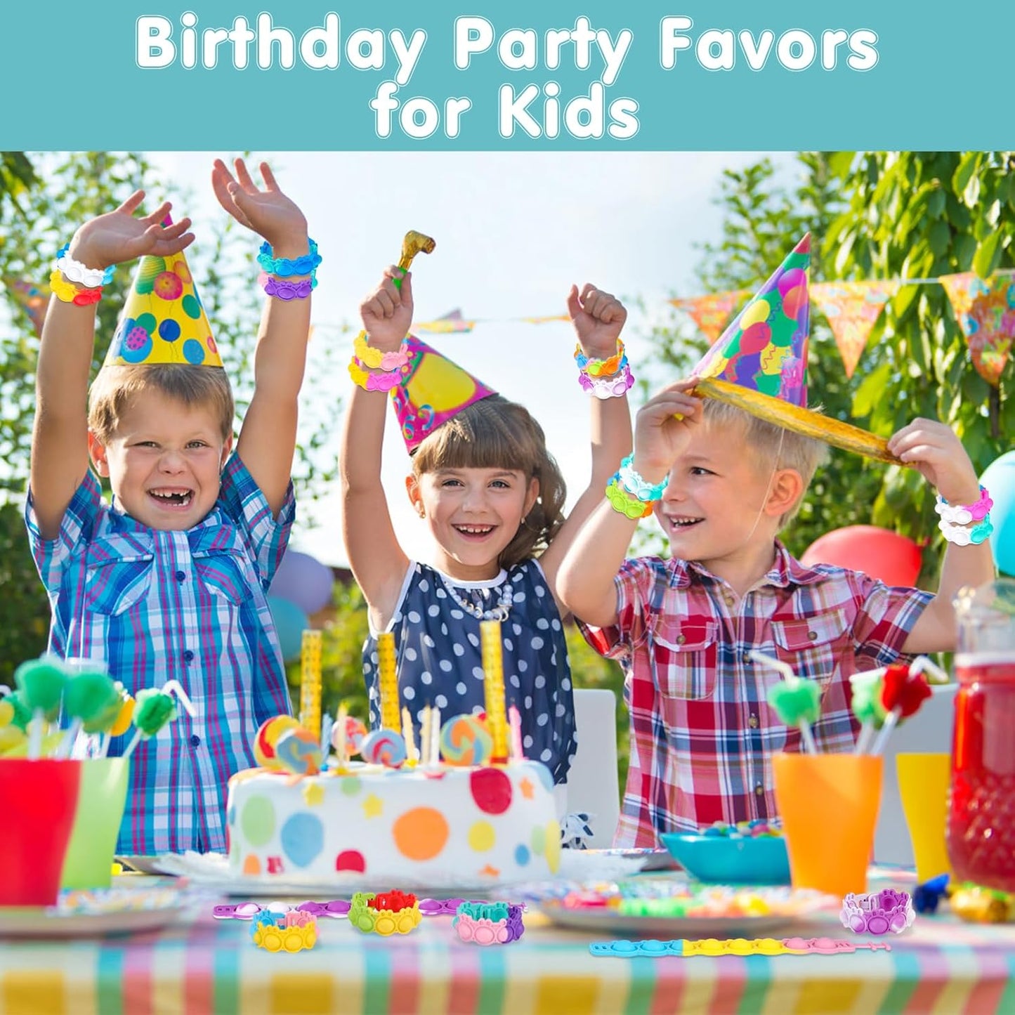 24 PCS Pop Easter Bracelets Fidget Toys Bulk Its Easter Rabbit Bracelet Easter Basket Stuffers Egg Fillers Kids Party Favors Fidgets Easter Gifts for Kids Classroom Prizes Birthday Goodie Bag Stuffers