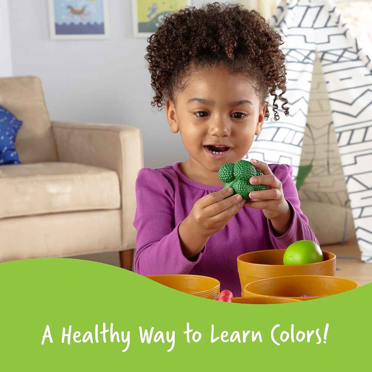 Learning Resources Farmer’s Market Color Sorting Set - 30 Pieces Age 18+ Months Toddler Learning Toys, Sorting Toys for Kids, Play Food,Easter Basket Stuffers