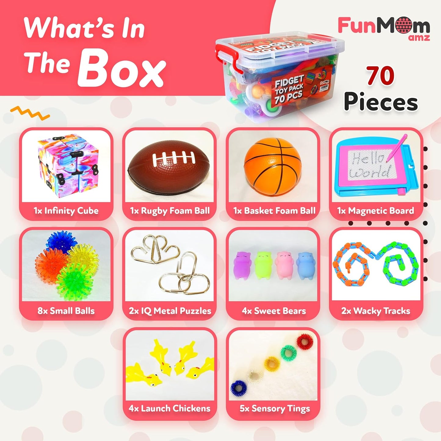 Fidget Toys 70 Pcs Sensory Toys | Treasure Box Easter Party Stuffers for Classroom | Pops & Fidgets Toys for Anxiety & Stress Release | Party Favours & Prize Box Toys for Kids