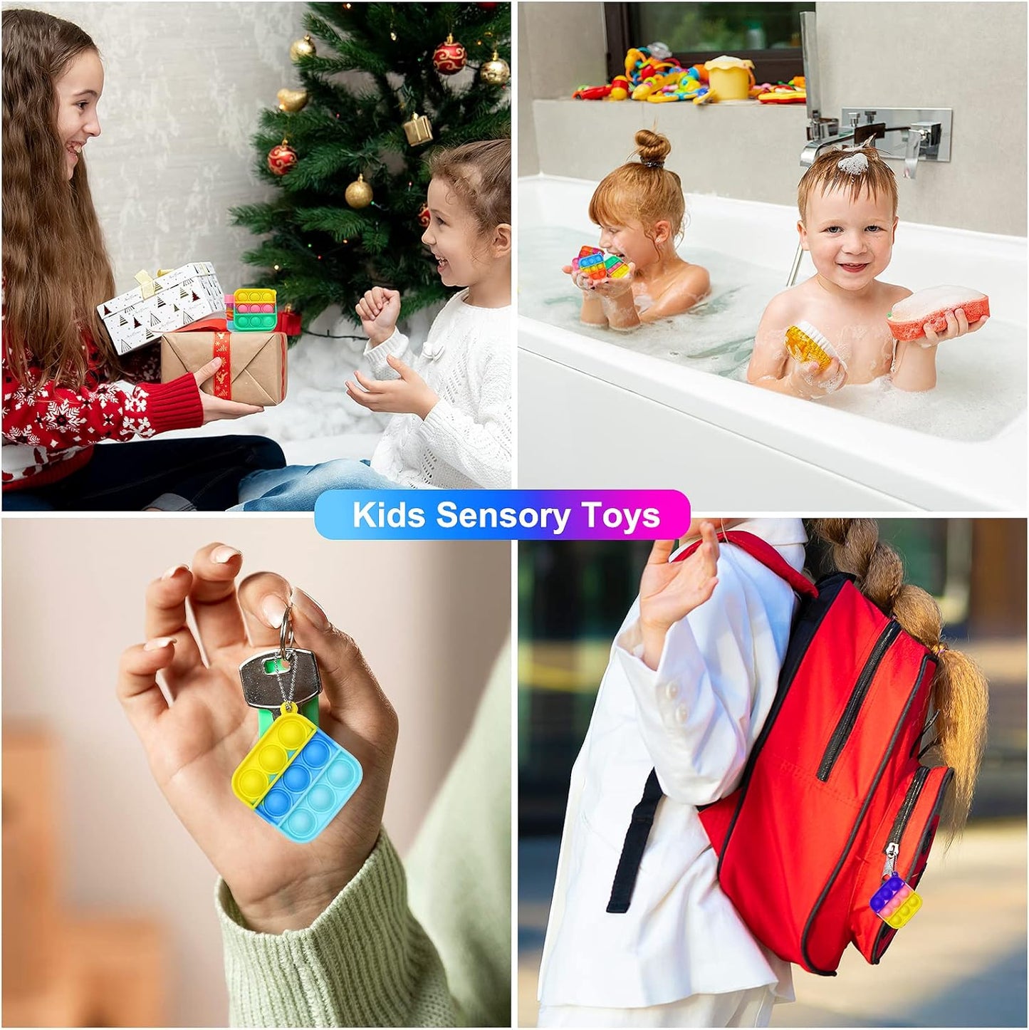 Pop Keychain Fidget Toys Its Party Favors for Kids 4-8, 30 PCS Mini Pop Push It Fidget Toy Bulk Kids Toys Fidgets Packs Popper Stress Toys Sensory Toys Party Gift Classroom Prizes Toys for Boys Girls