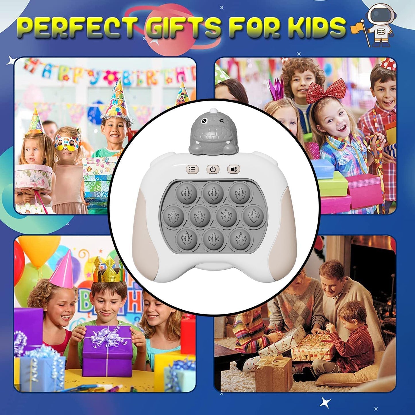 Fast Quick Push Bubble Pop Fidget Toy, Electronic Light Up Game Console, Cool Birthday Present for 6 7 8 9 10-12 Year Boys and Girls Pop Up Stress Relief Toy, Concentration Speed Puzzle Game for Kids