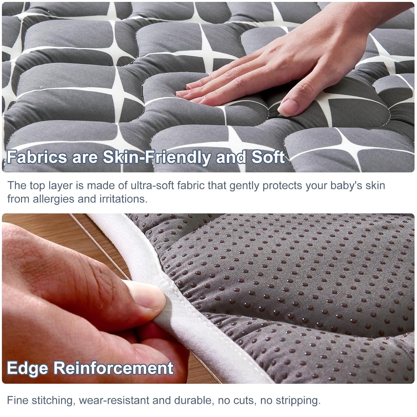 Vibe bear Baby Play Mat 65" X 50", Premium Thicker Foam One-Piece Crawling Mat, Extra Large Anti- Slip Crawling Mat Activity Playmats for Babies,Toddlers, Infants, Play & Tummy Time