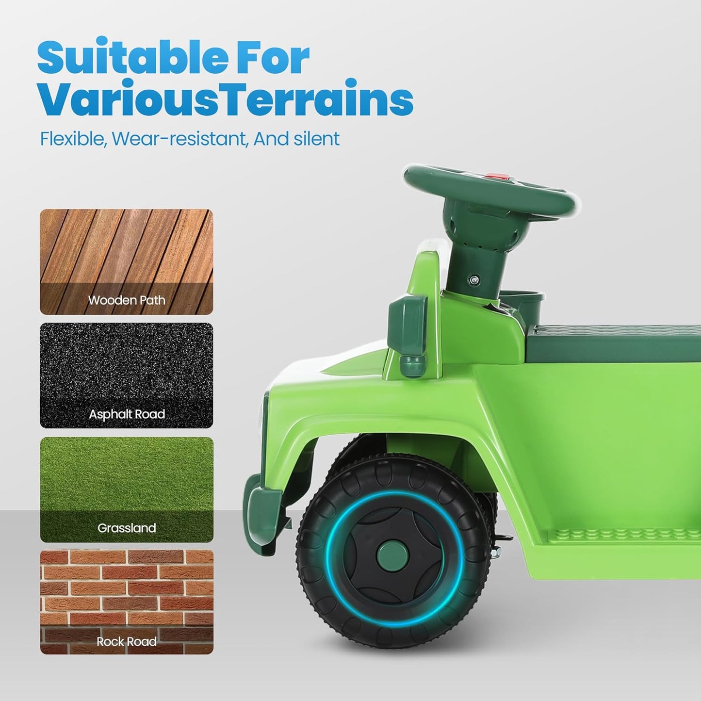 6V Toddler Ride On Car Interactive Electric Car with Horn LED Front Light Rear Storage Stellar Galaxy Theme Perfect for Boys & Girls 18+ Months Safe & Fun for Little Explorers(Green Space)