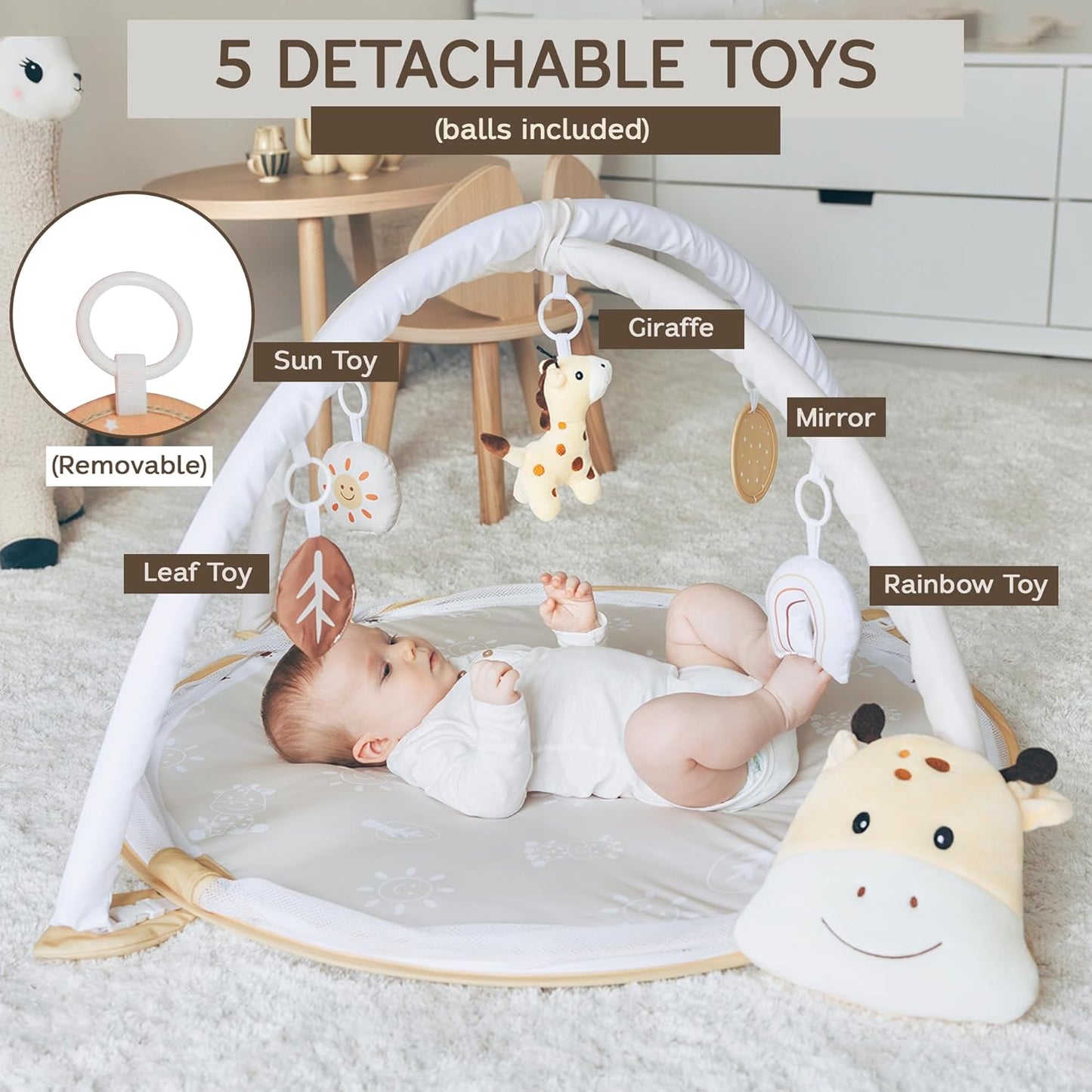 6-in-1 XL Play Mat & Play Gym, Baby Gym, Baby Activity Gym, Sensory Exploration and Motor Skill Development Toys (Sand)