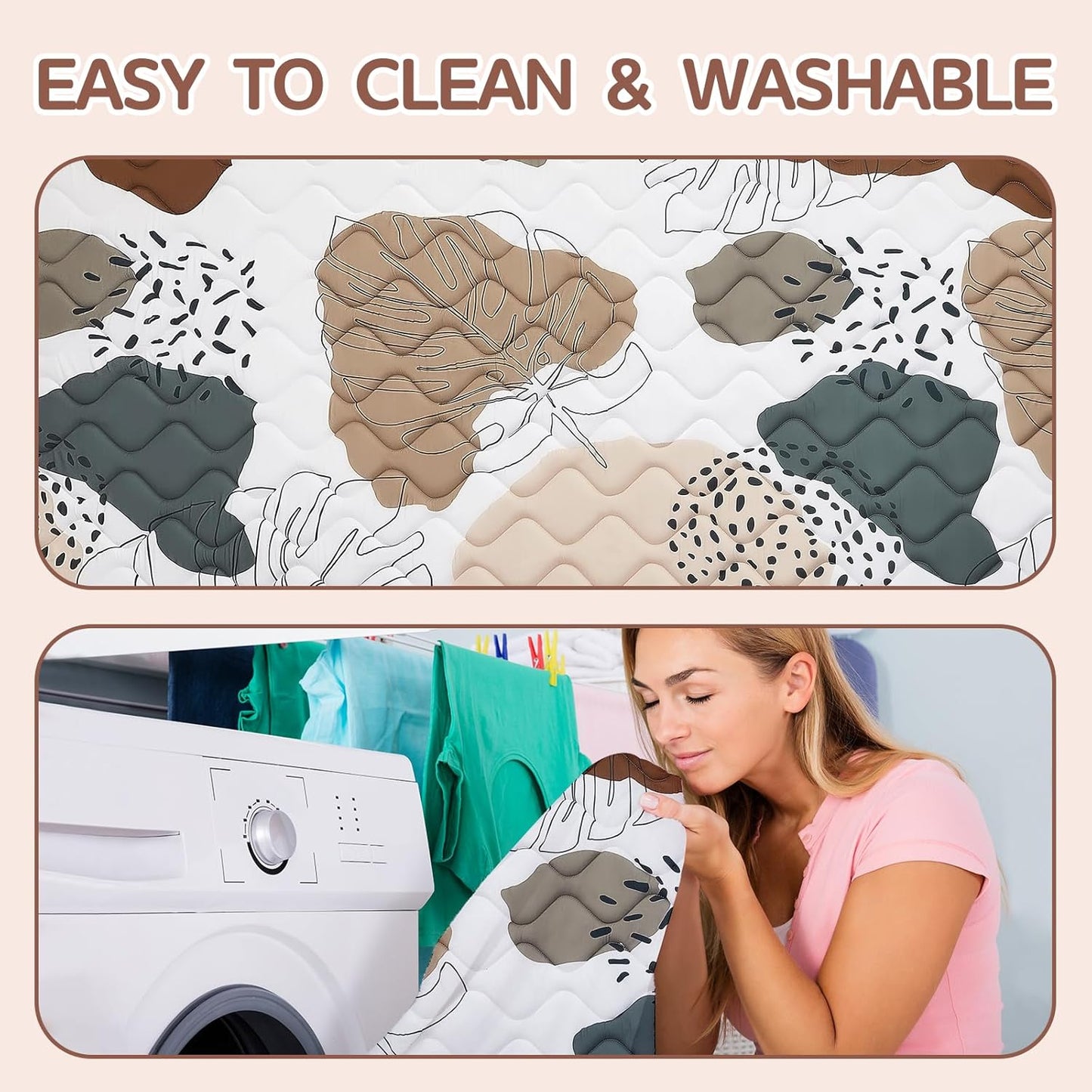 Baby Play Mat - Thicken 50x50 Inch Soft Foam Crawling Mat for Playpen & Floor, Non-Slip Waterproof Activity Playmats for Infants & Toddlers, Portable Foldable & Machine Washable, Boho Design