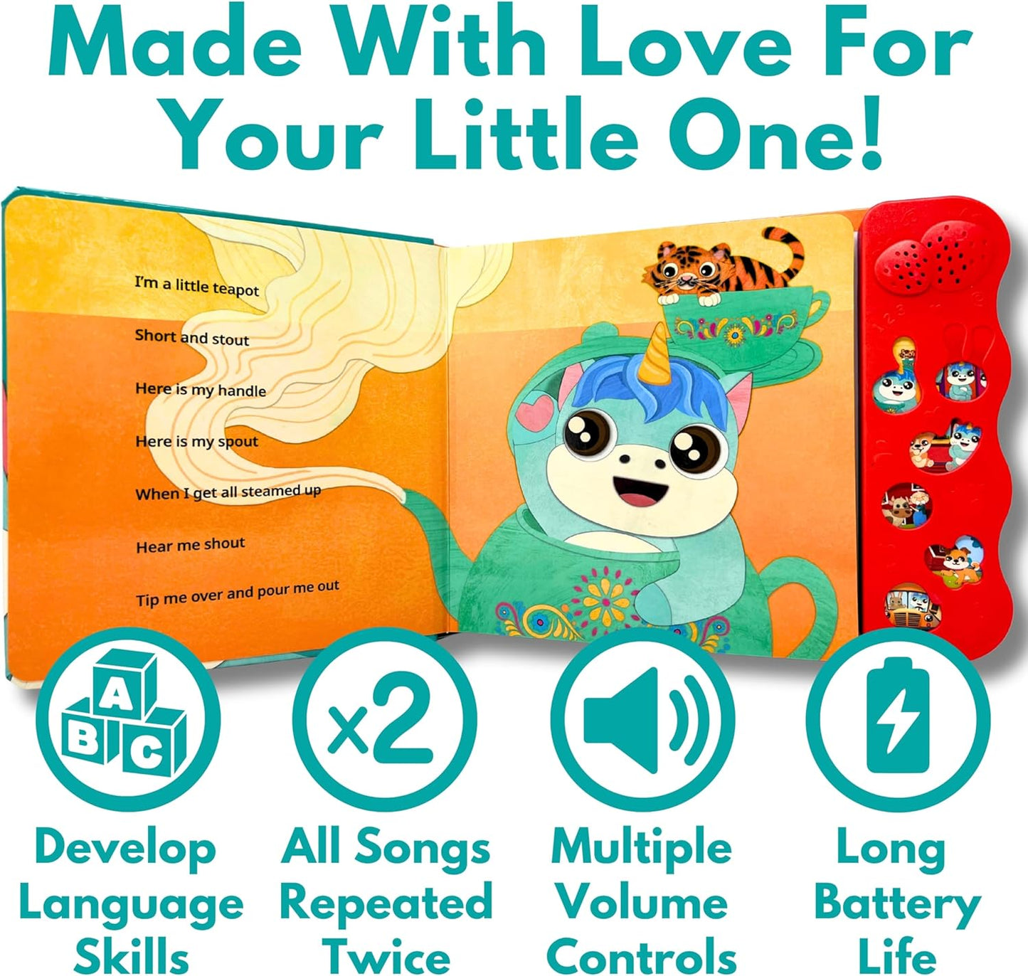 Learning Songs: Musical Toys & Interactive Sound Book for Toddlers 1-3, Baby’s First Year Music Book Gift, Singing Book for 1 Year Old Toddler & Kids, Nursery Rhymes Musical Books for Baby & Children