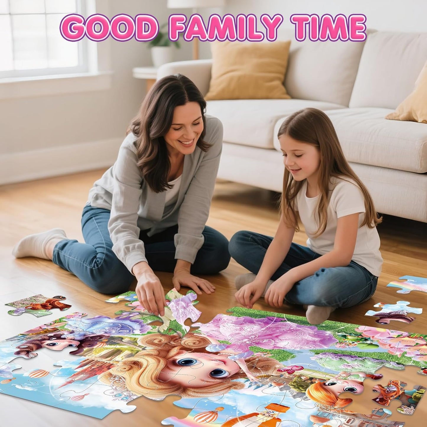Jumbo Floor Puzzle for Kids,48 Piece Princess Large Jigsaw Puzzles,Puzzle for Toddler Ages 3-5,Preschool Educational Intellectual Development Toy Gift for Boys & Girls Ages 4-8