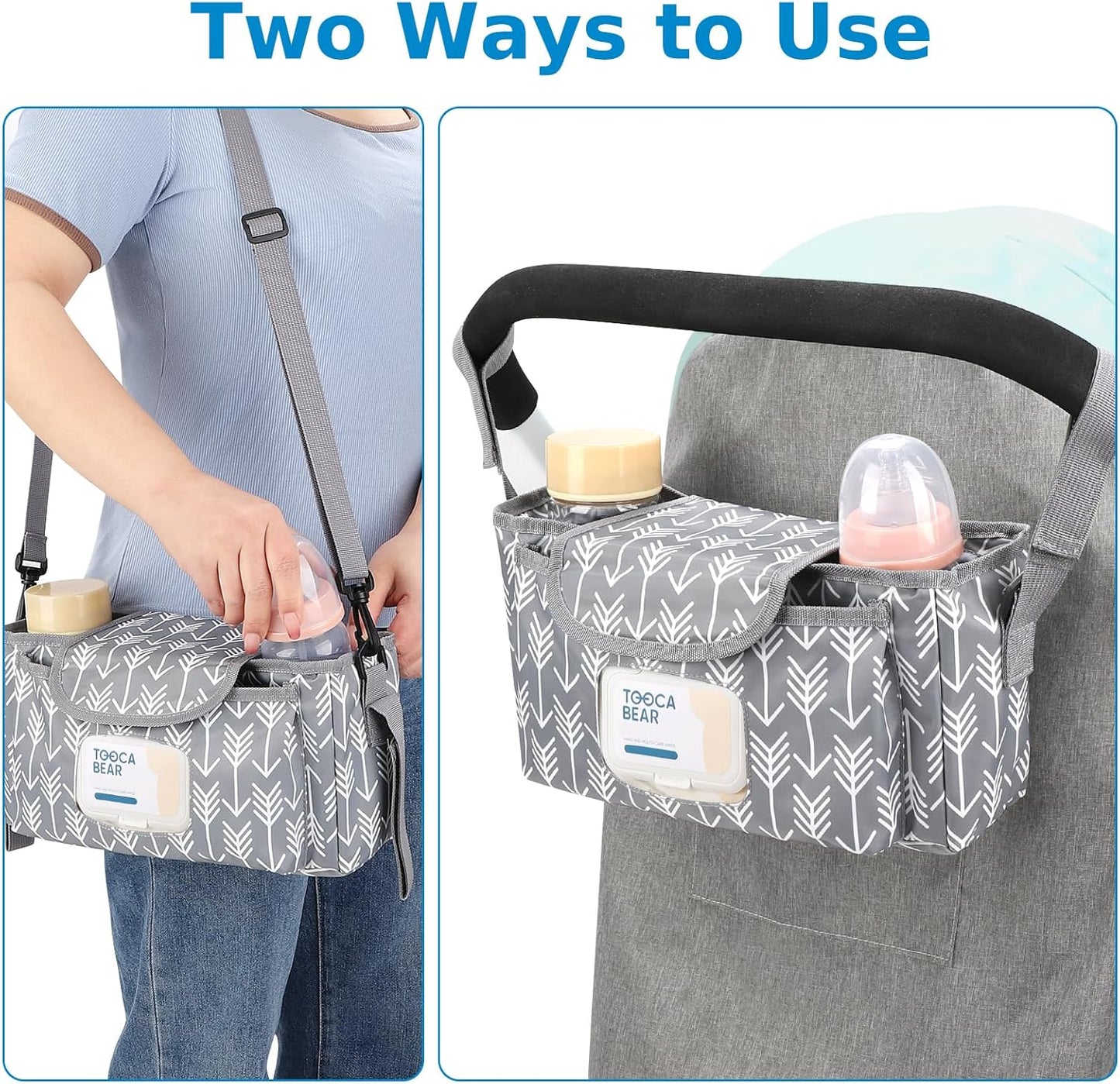 Accmor Universal Stroller Organizer with Insulated Cup Holder and Shoulder Strap, Stroller Bag Caddy Organizer Stroller Accessories for Uppababy, Baby Jogger, Nuna, Doona, Britax Strollers