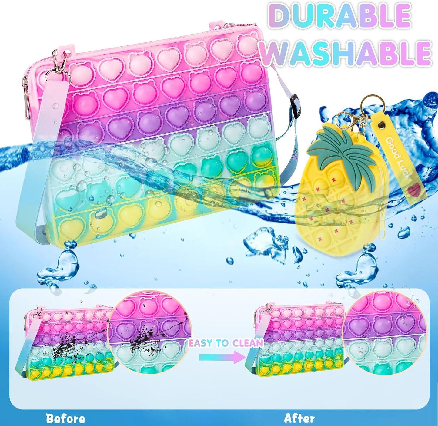 Aucma 2 Pack Purse for Girls Toys Wallet Messenger Crossbody Handbag Bag Kid Birthday Valentines Gift 2022 Stocking Stuffers Christmas Xmas Stuff