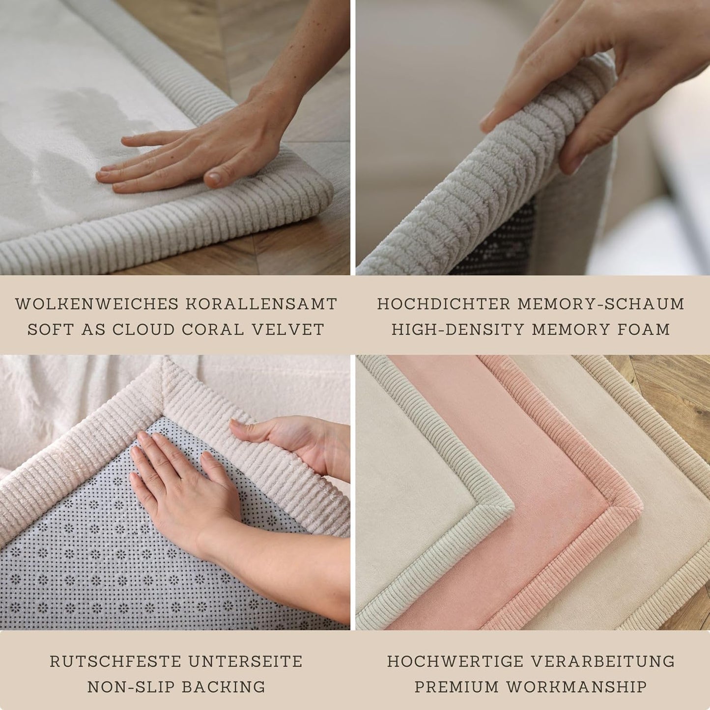 Stylish Coral Velvet Baby Play Mat for Floor 60" x 80" Brown – Soft 1" Thick High-Density Memory Foam Nursery Rug,Kids Rug with Non-Slip Backing for Crawling & Playing, Playroom Rug, Kids Carpet