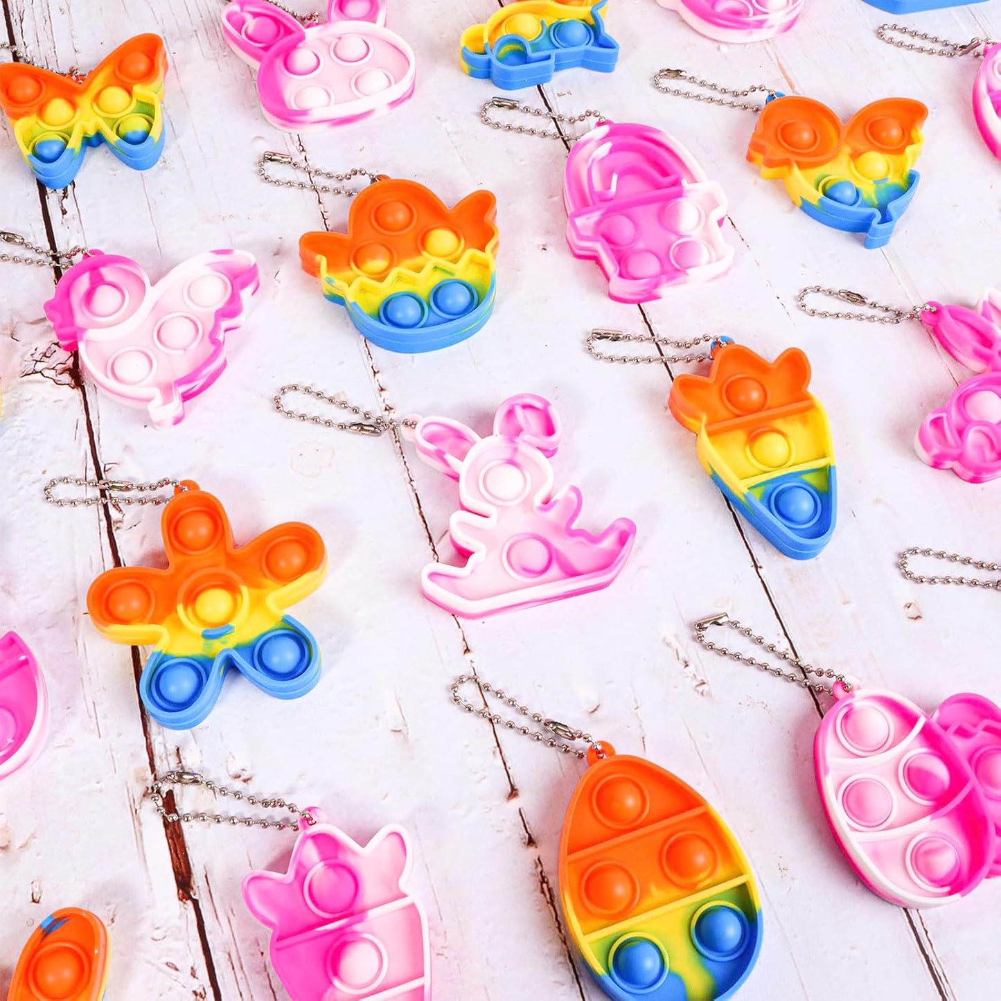 24Pcs Easter Pop Fidget Toys, Mini Easter Simple Pop Fidget Toys for Kids Boys Girls Toddlers Easter Basket Stuffers Gifts Egg Fillers Party Favors