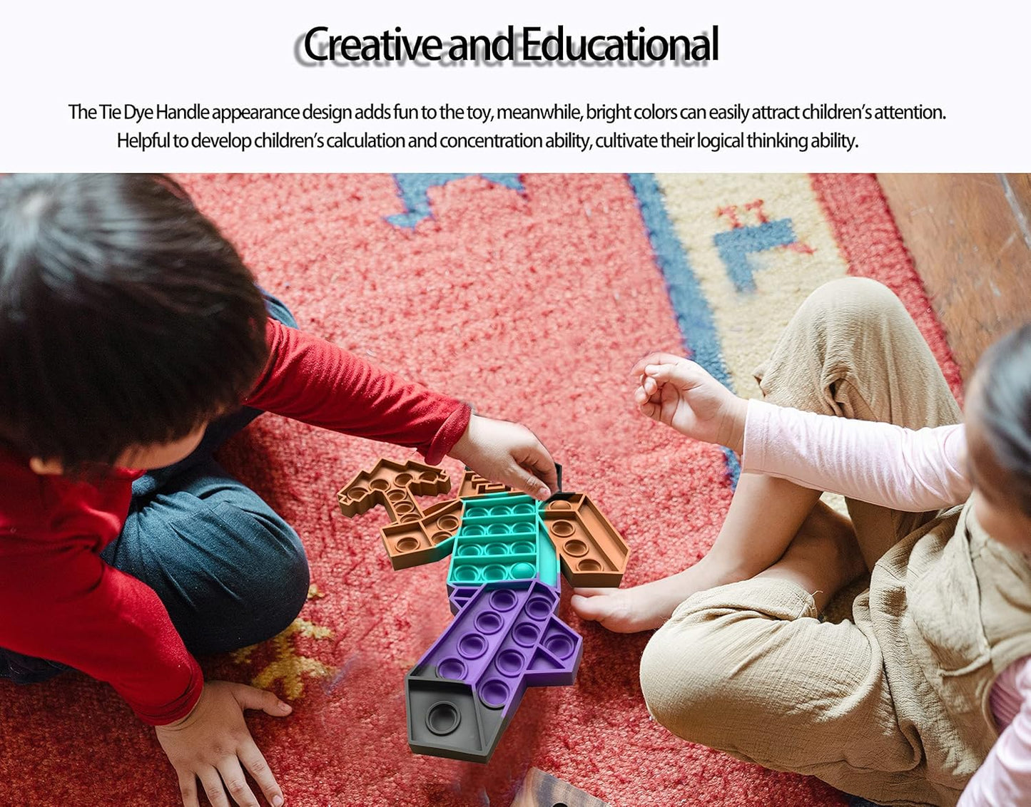 Push Minecraft Big Jumbo pop Bubble Fidget Toy, Giant Large Huge Square Stress Reliever Silicone Toy for Kids and Adults