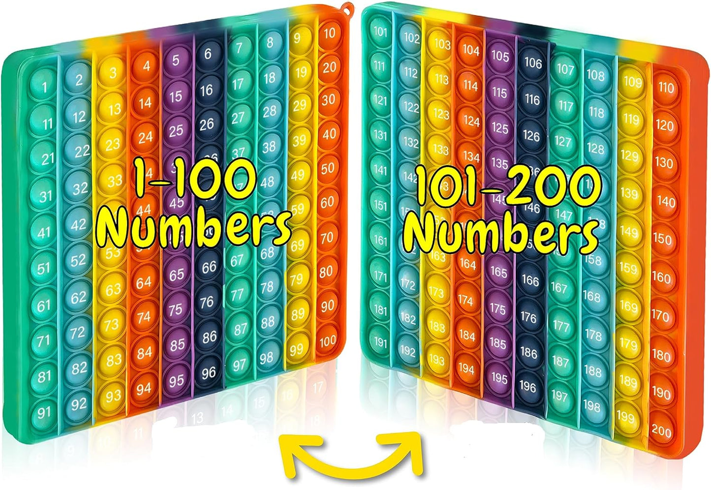 Counting Numbers Chart Pop It Double Sided Learning Math Game Reversible Manipulatives Education Tool Fidget Sensory Type Toys Squeeze Stress Relief Anxiety ADHD Children (Double Side Counting 1-200)